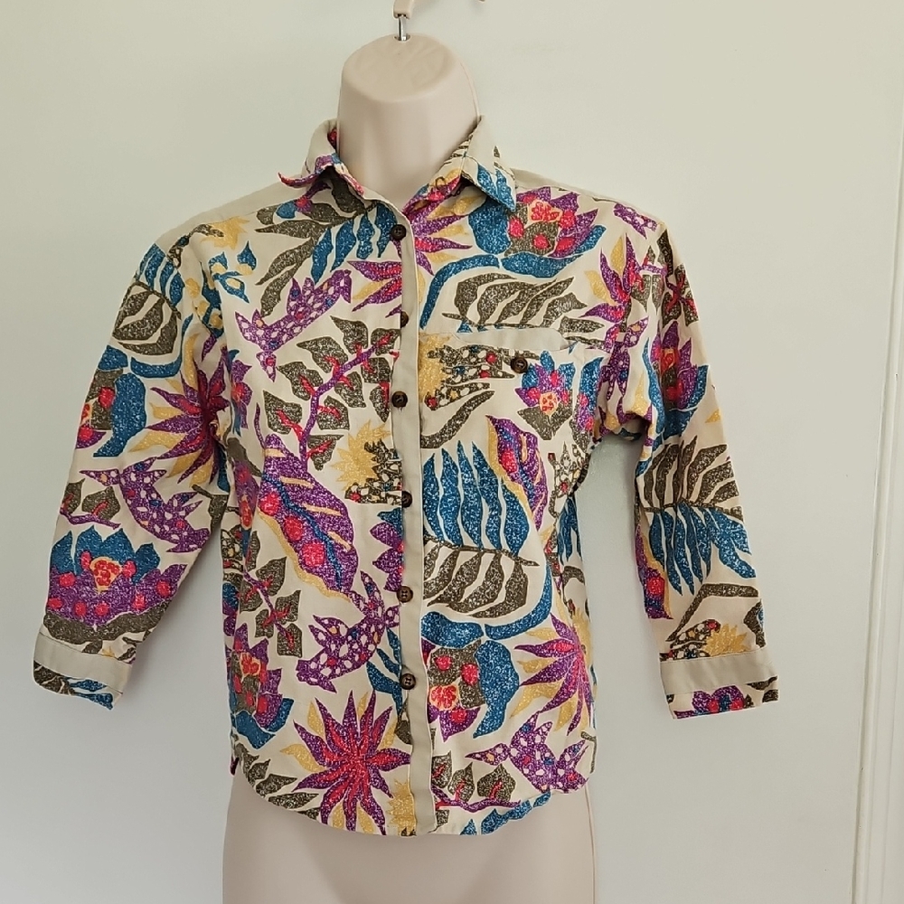 Vintage Dockers Levis Floral Top Size S Made In Hong Kong